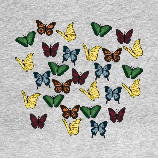 Red, Orange, Yellow, Green, and Blue Butterflies by courtneylgraben